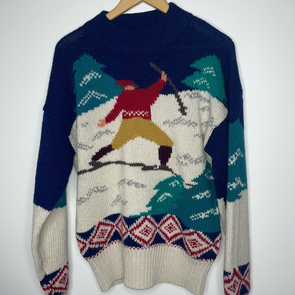 Rare Vintage Skier Nordic Skiing Sweater